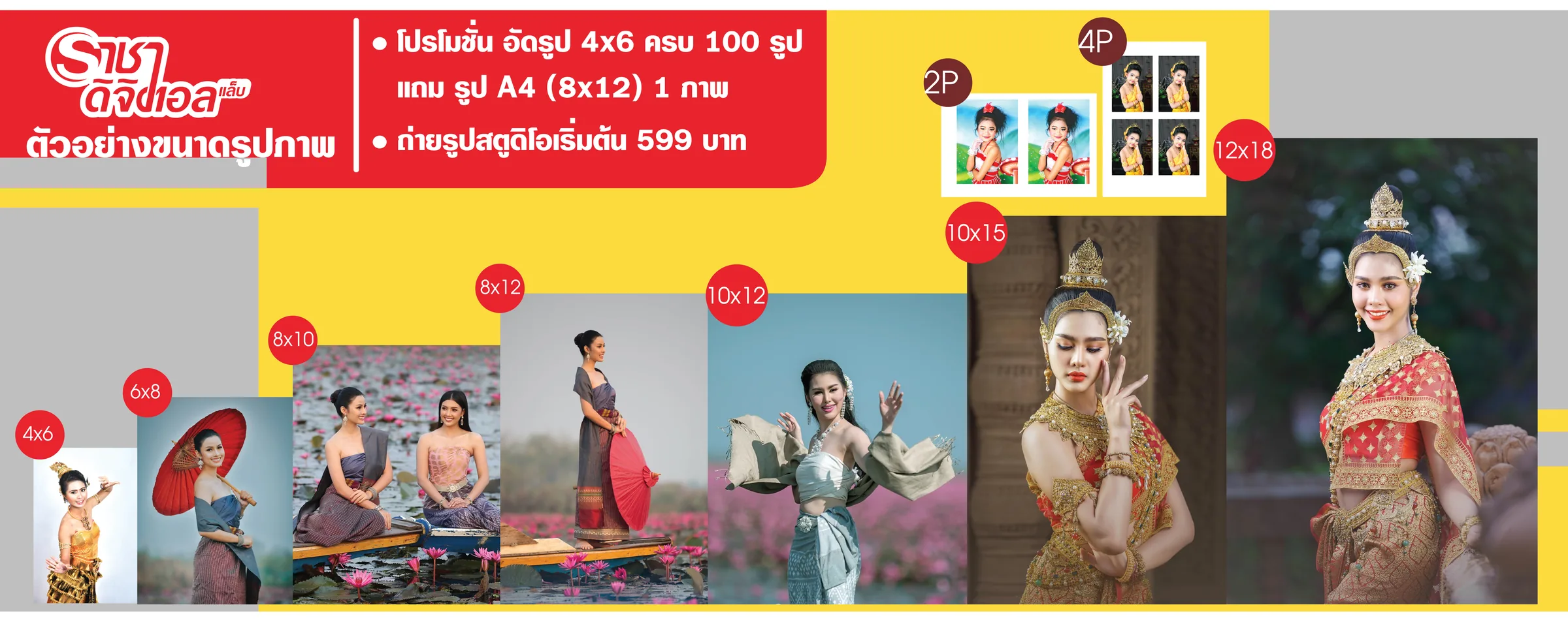 ตัวอย่างขนาดภาพพิมพ์